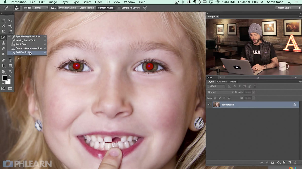 photoshop steps remove red eye