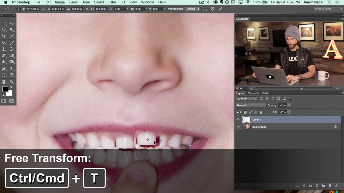 free transform photoshop replace tooth 