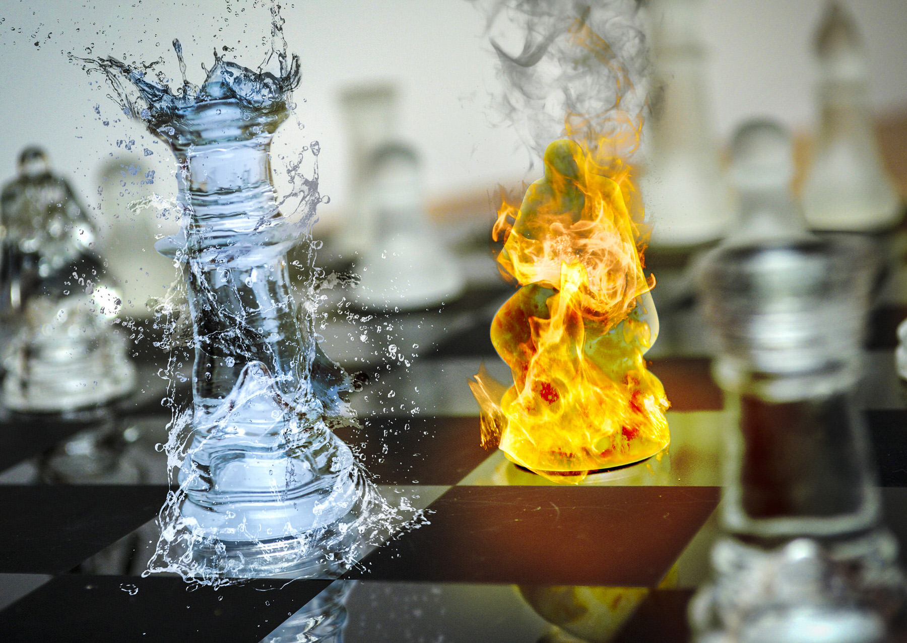 Chess Set Fire and Water Effects