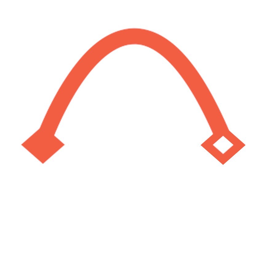 Diagram of a simple curve: a single smooth arc between a solid start point and a hollow end point