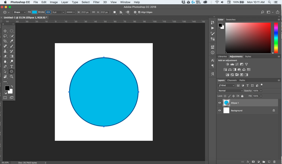 Draw shapes with the shape tools in Photoshop