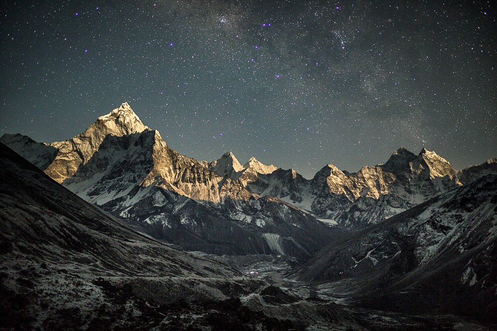 Night Sky Over Mountains Photo
