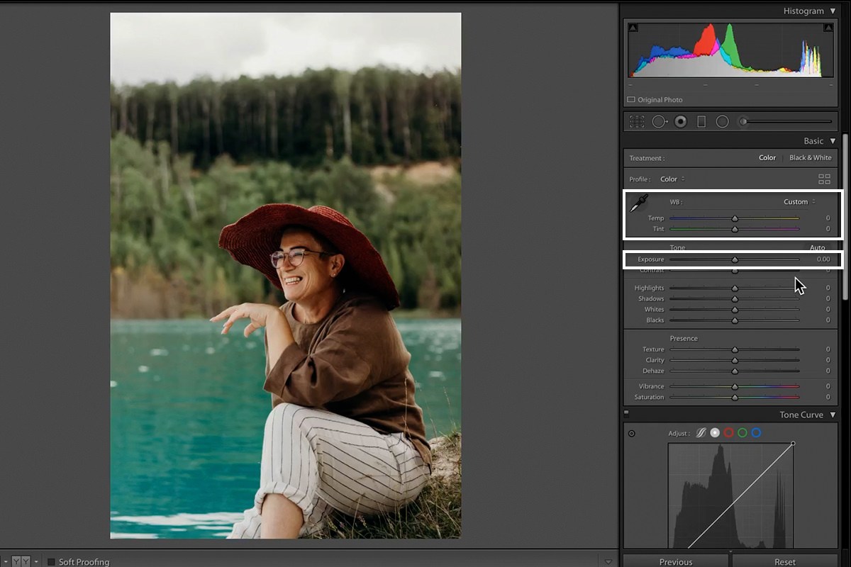 adjusting the tone curve on the outdoor portrait in the Develop module