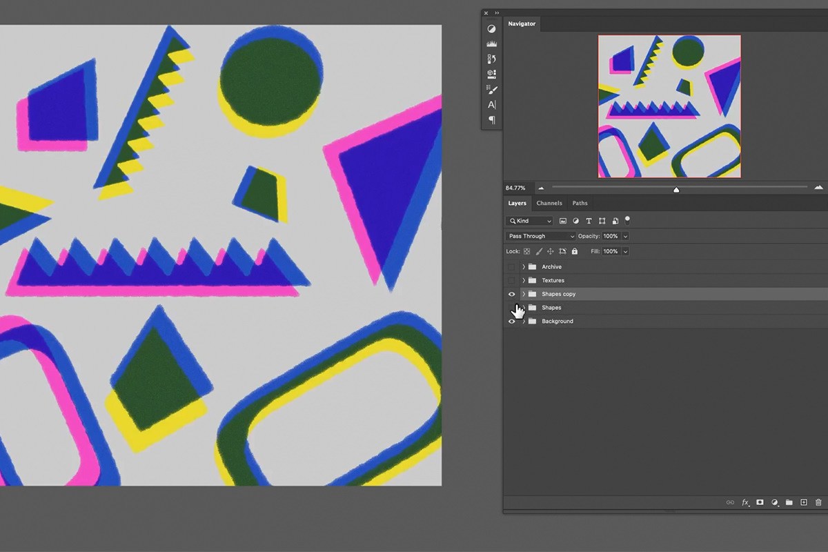 the paper texture turned back on over the animated shapes