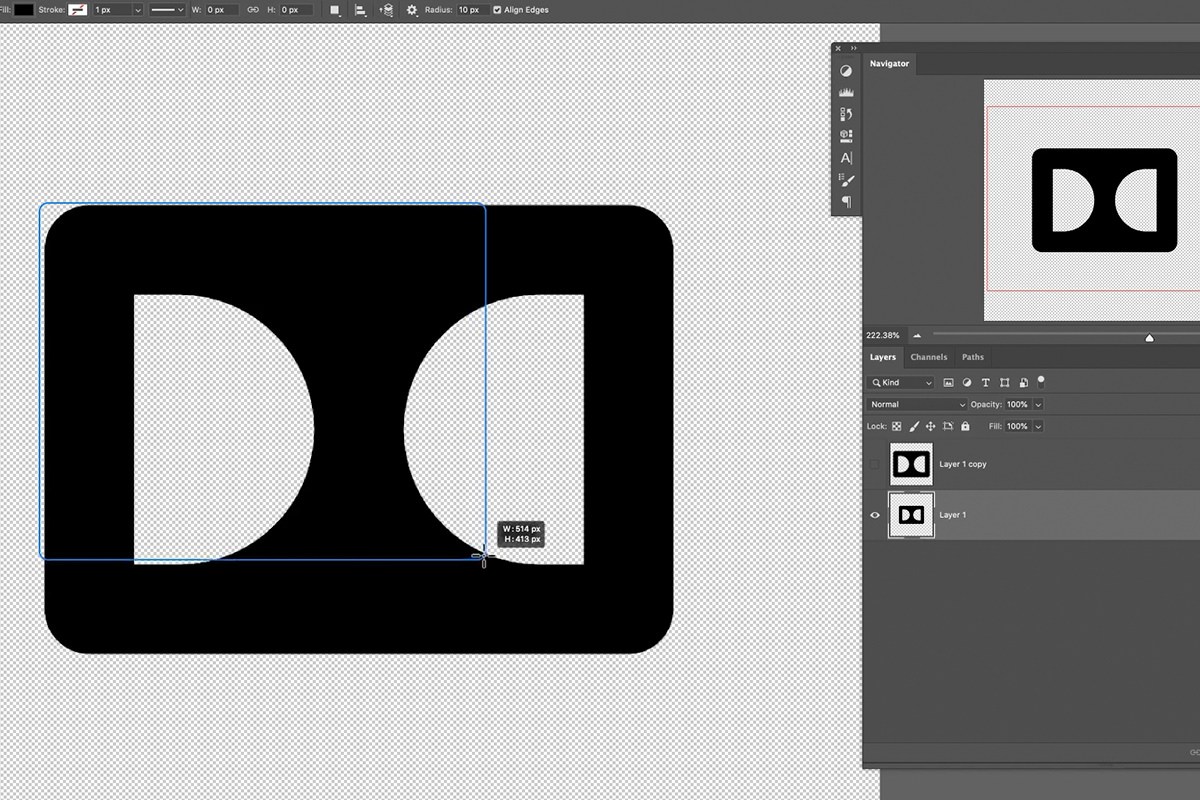 drawing the icon with the Rounded Rectangle shape tool