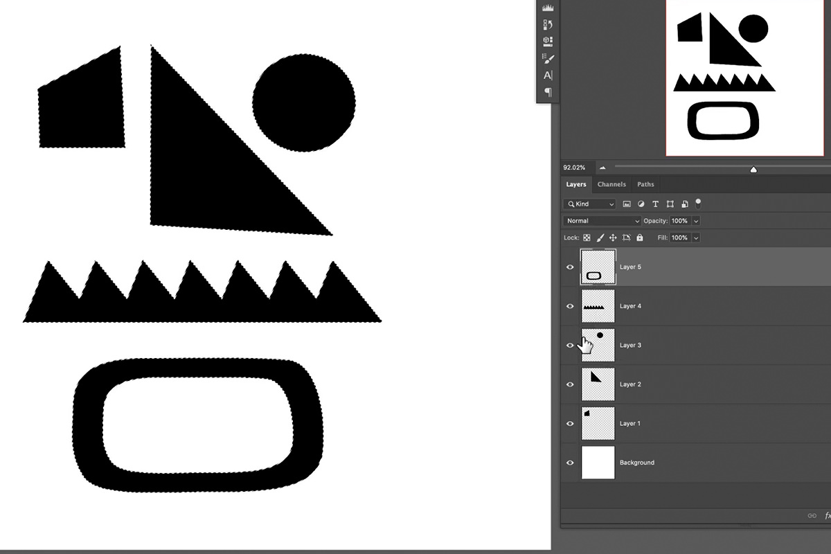 the shape edges smoothed in Select and Mask
