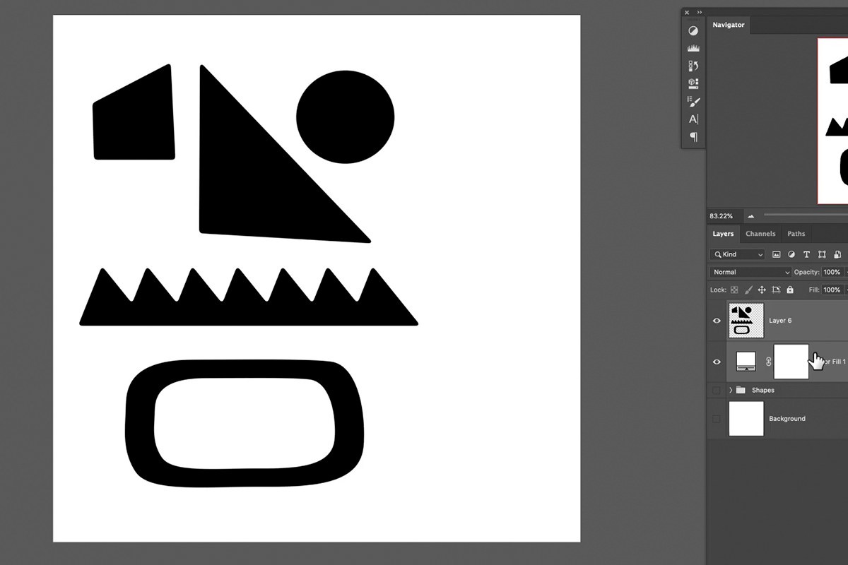 loading the filtered shapes as a selection from the Channels panel