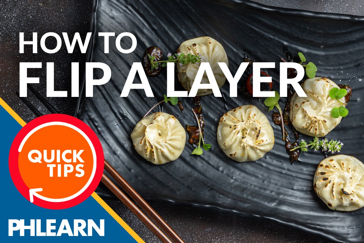 Quick Tips banner reading HOW TO FLIP A LAYER over an overhead photo of grilled dumplings