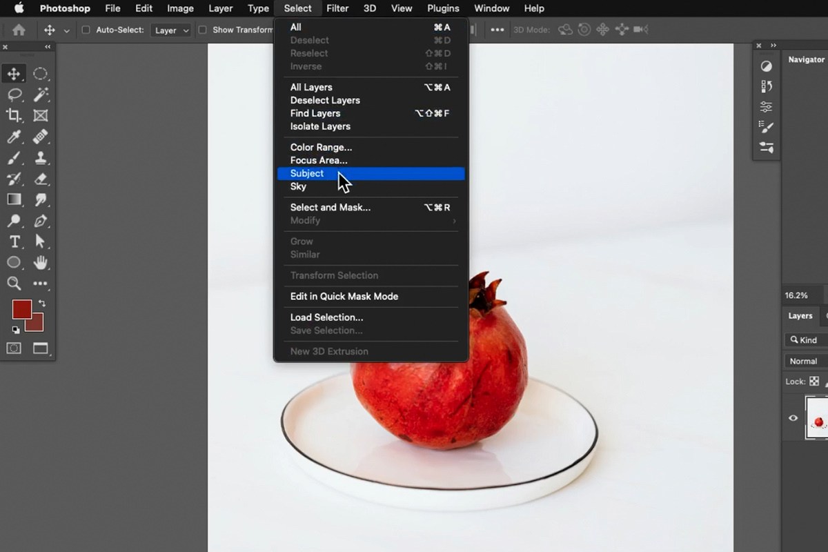 adding a white Solid Color fill layer beneath the cut-out fruit