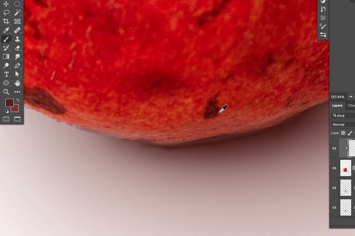 painting shadow onto the fruit itself on a clipped layer