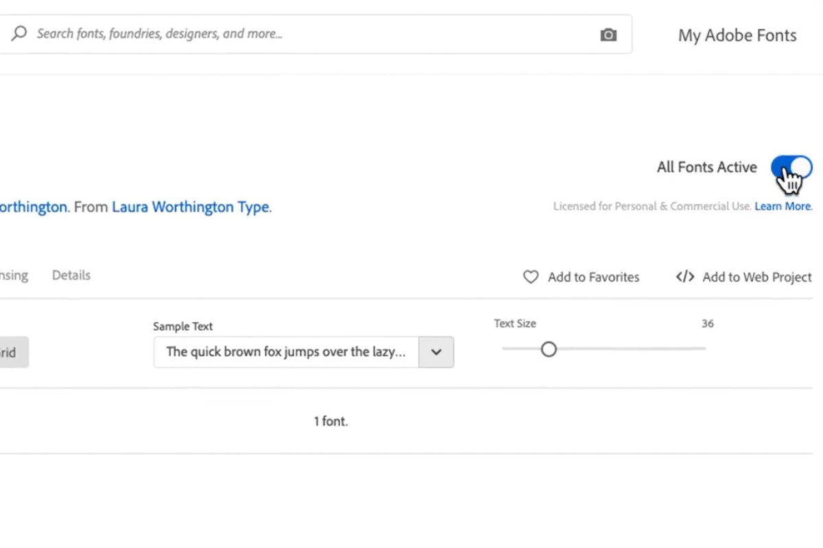 activating a script font from Adobe Fonts for the logo