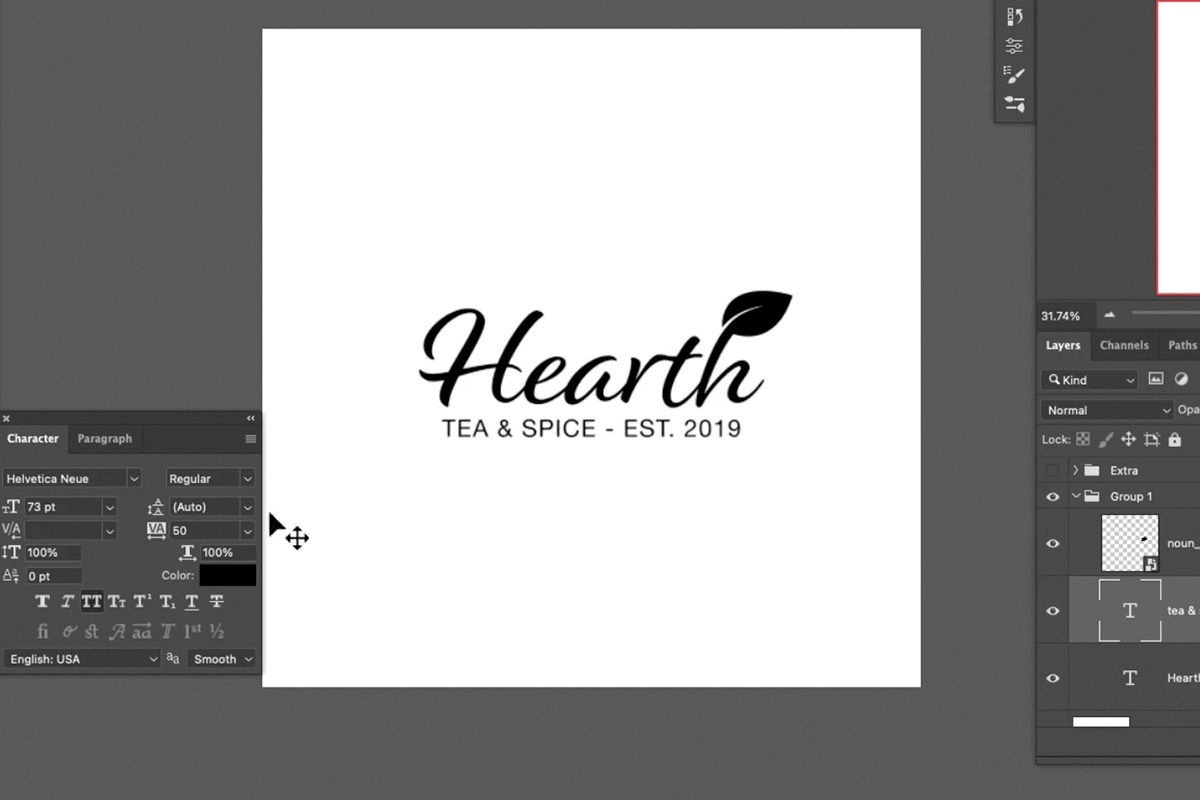 the finished wordmark with its tagline centered underneath