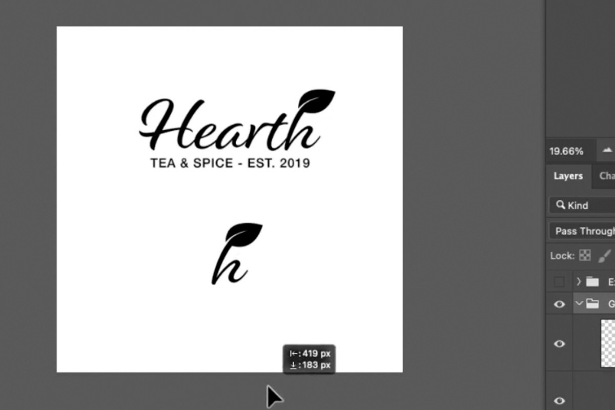 isolating a single letter to build the badge version of the logo