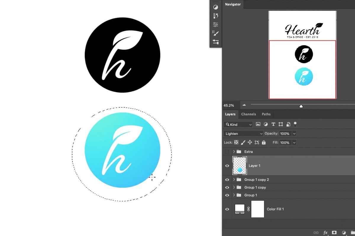 the black-and-white badge beside a colored gradient version