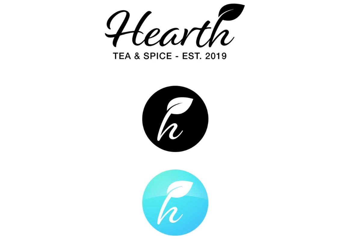 the icon-only badge with the letter and leaf in white on black
