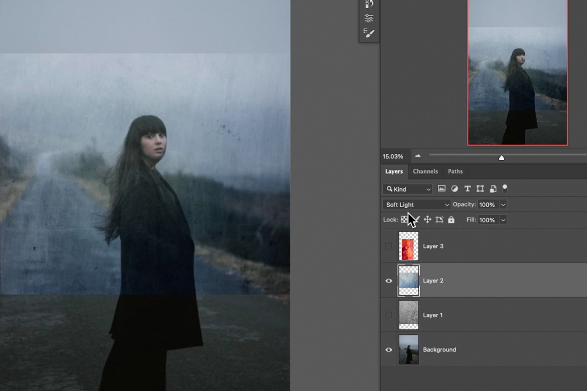 the portrait with the texture overlay visible