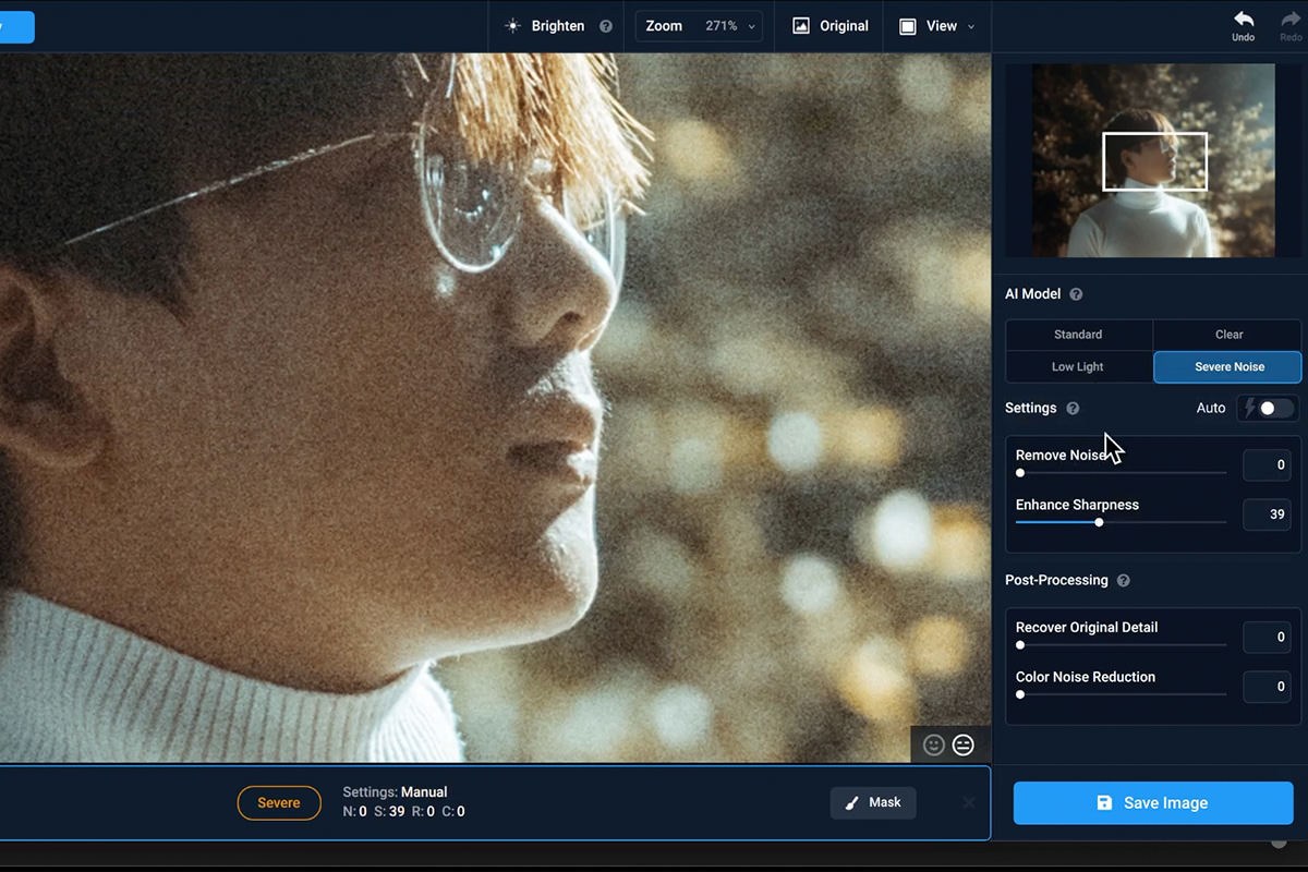Vance AI browser tool with the sample photo uploaded