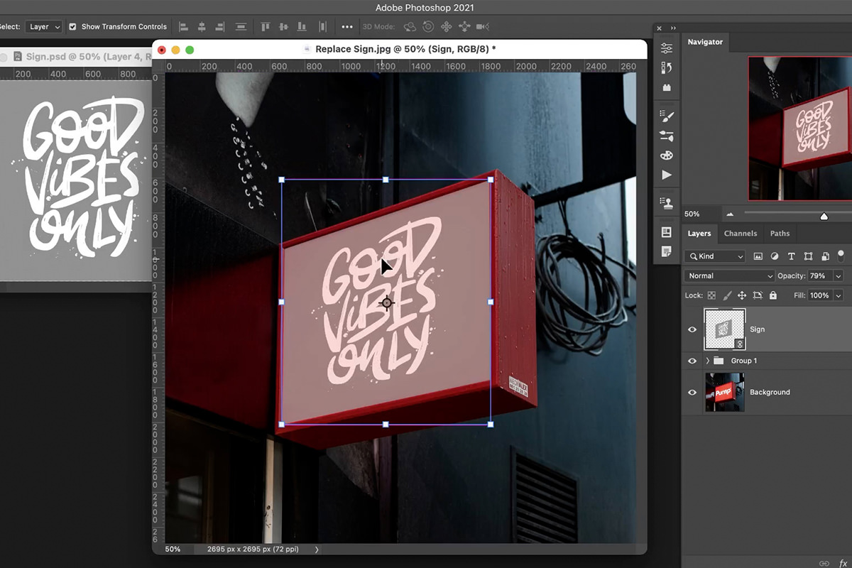 replace sign in photoshop