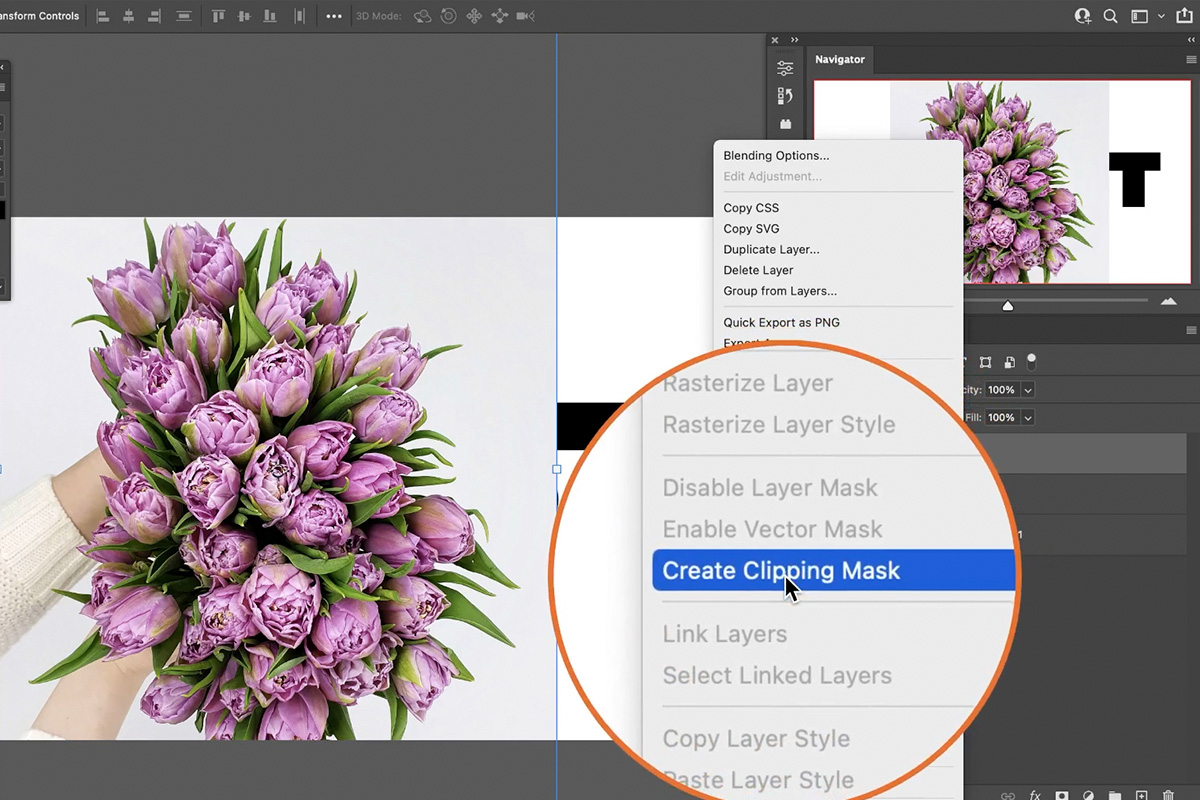 fill text with an image in Photoshop