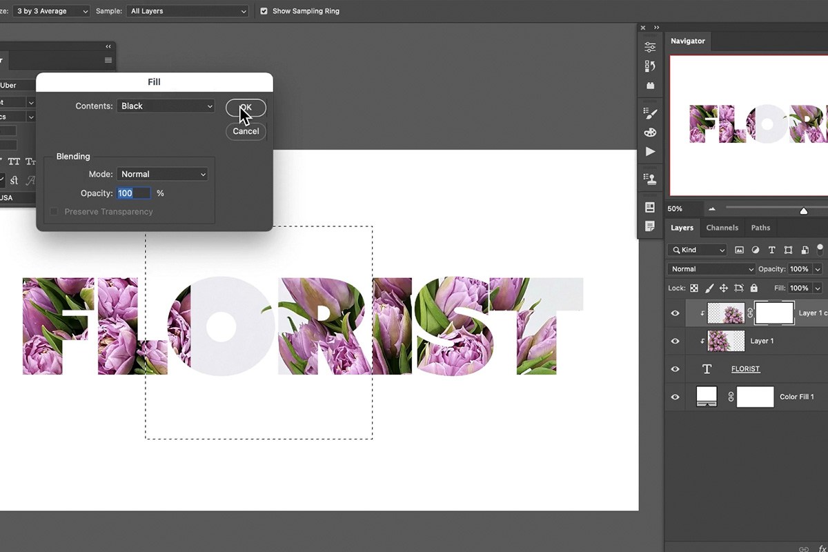 Stroke outline sized to define the image-filled letters