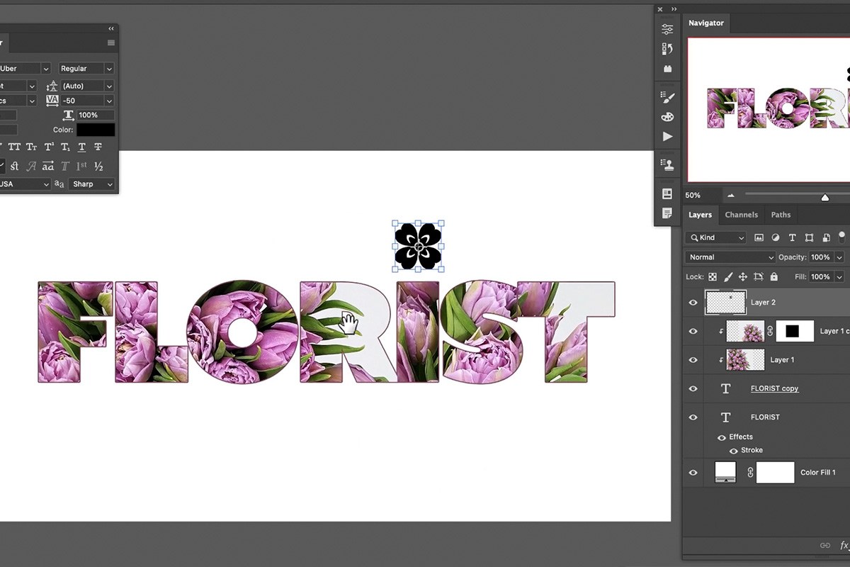 Text stroke layer style Alt-dragged onto the icon layer
