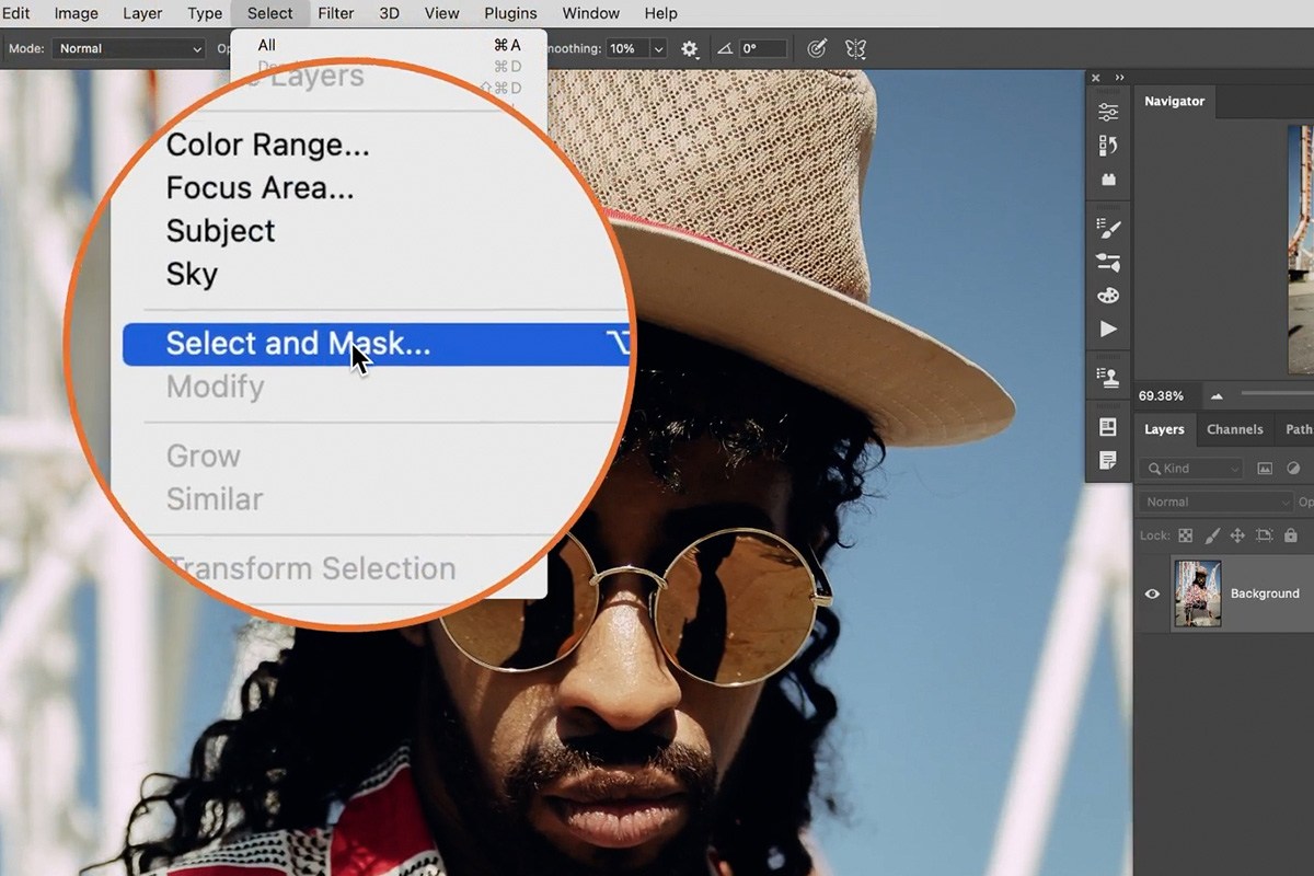 Select Subject button generating an automatic starting selection