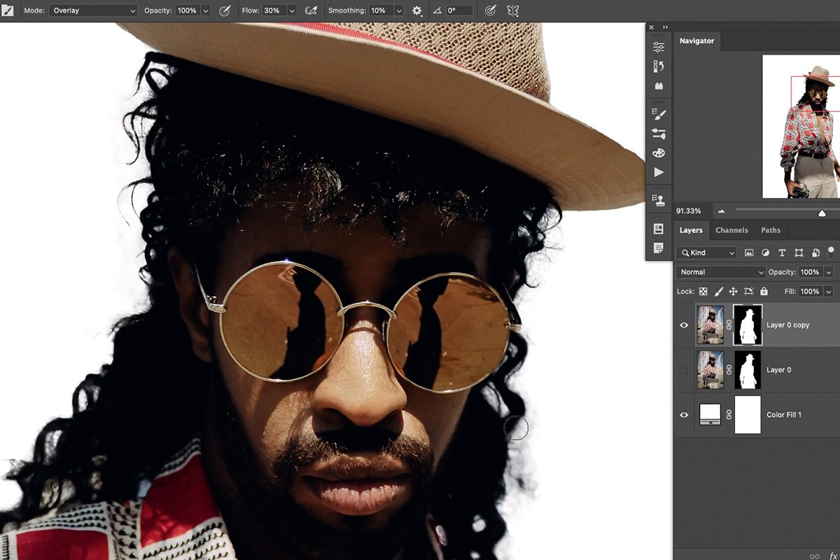 Final result of the Select and Mask cutout in Photoshop