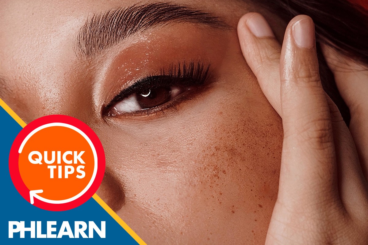 Close-up of an eye and freckled cheek used to illustrate retouching shortcuts