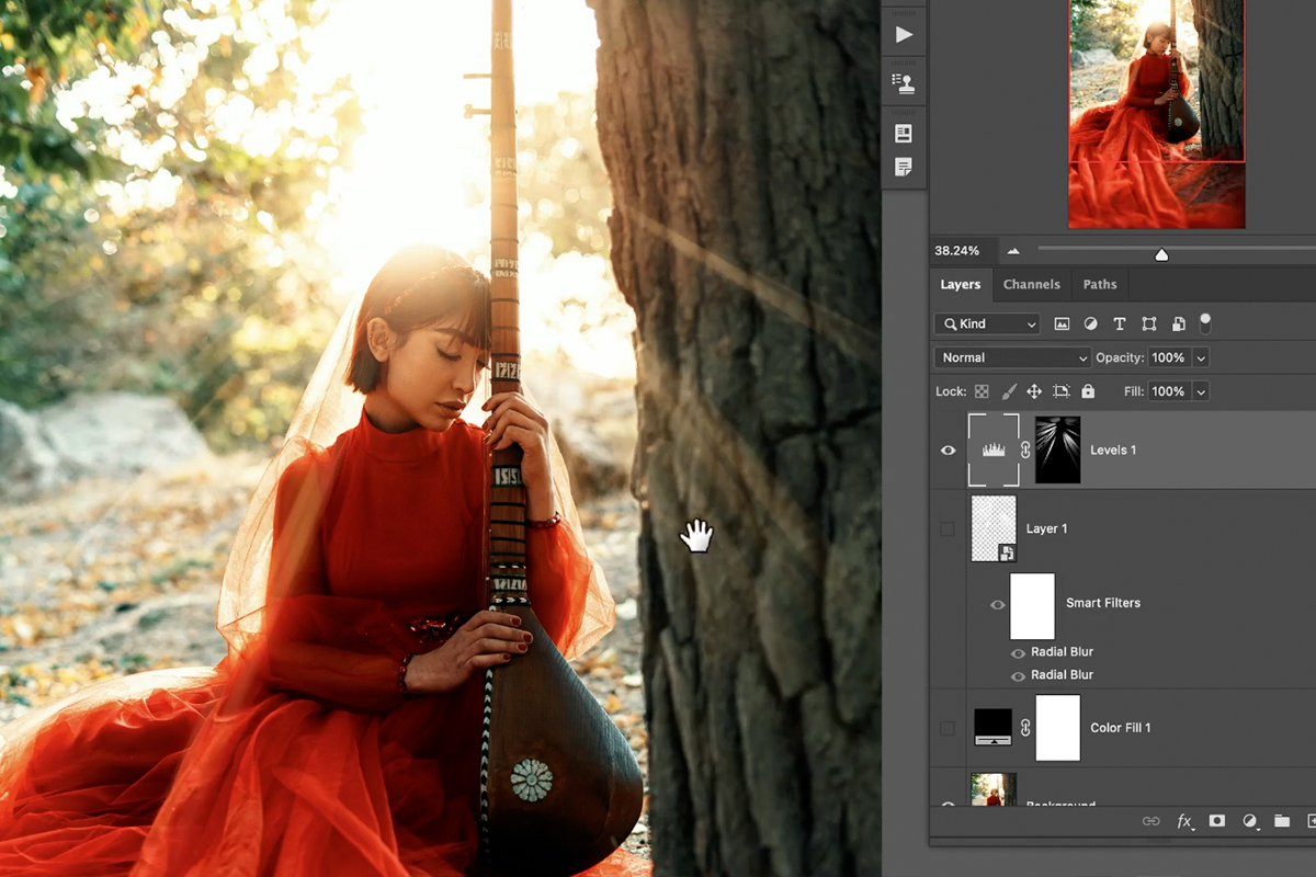 create realistic light rays in photoshop