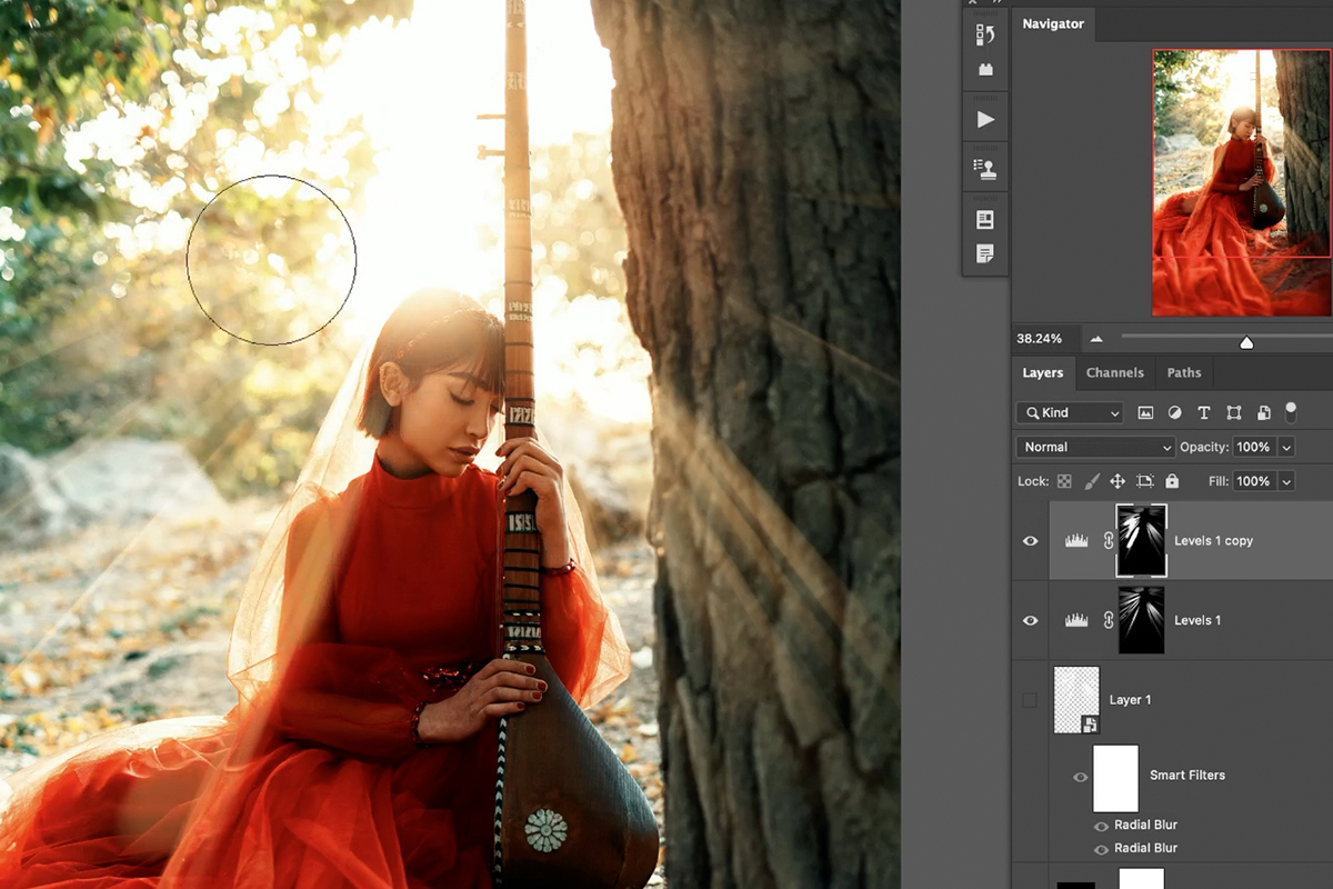 create realistic light rays in photoshop