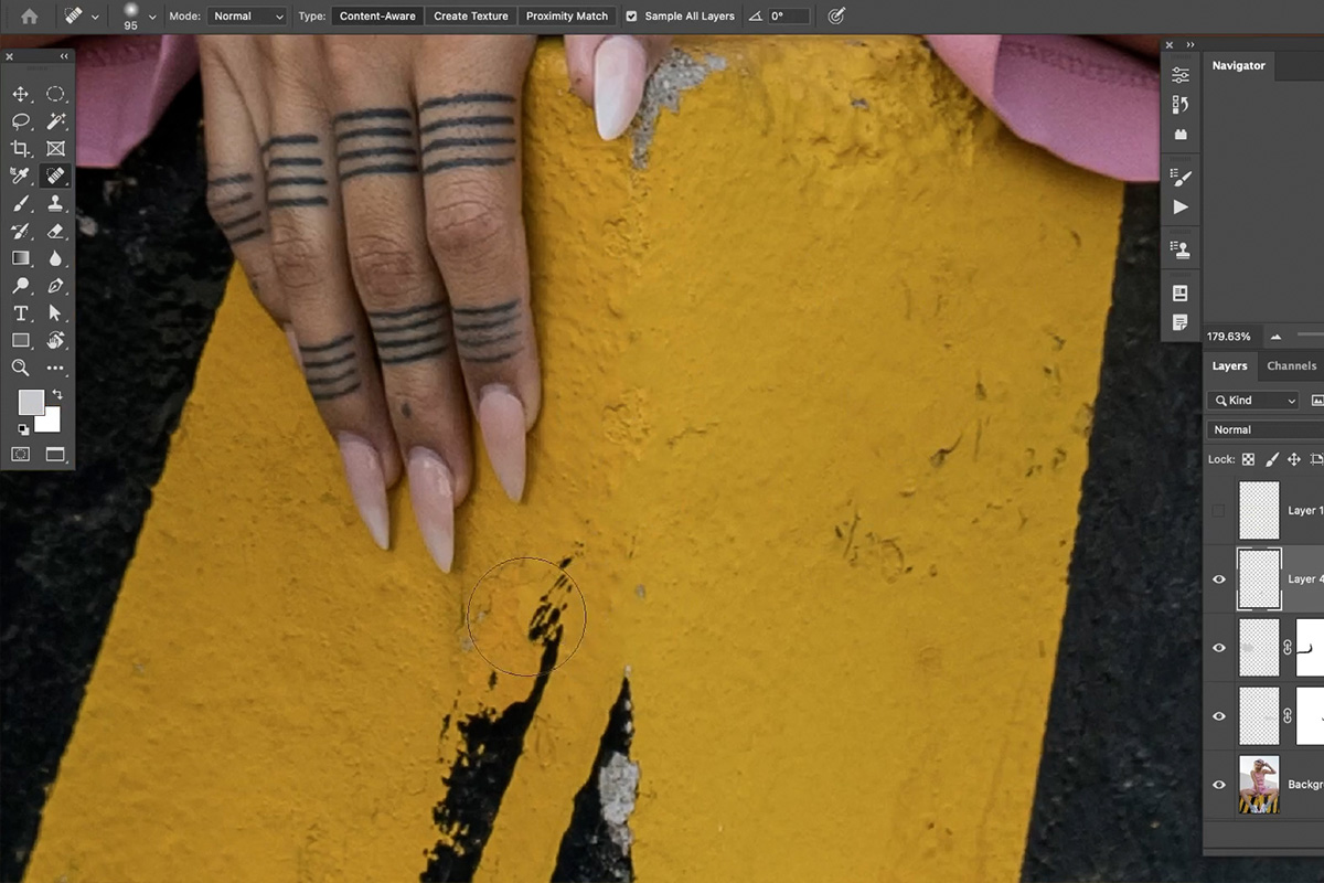 Close-up of the background with distractions removed