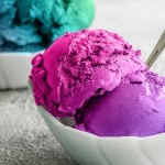 Purple and teal ice cream in bowls