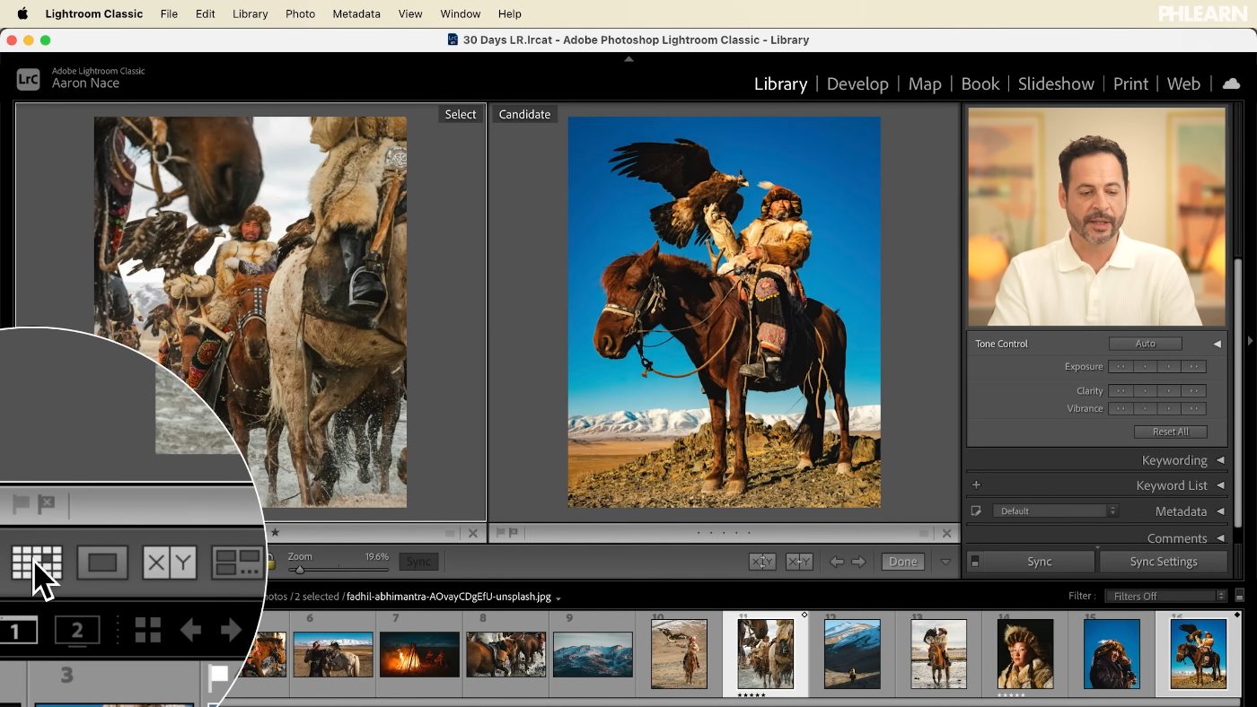 Culling a photo set in Lightroom Classic grid view using flags and star ratings