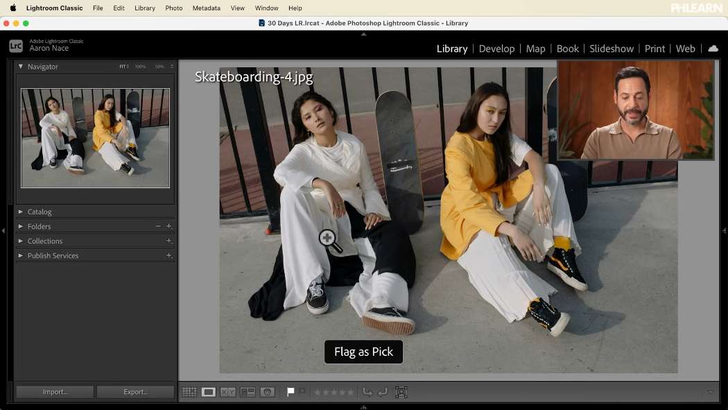 Flagging a photo as a pick in the Lightroom Classic Library module