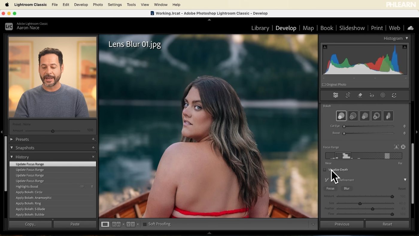 Choosing a bokeh shape for Lens Blur in Lightroom