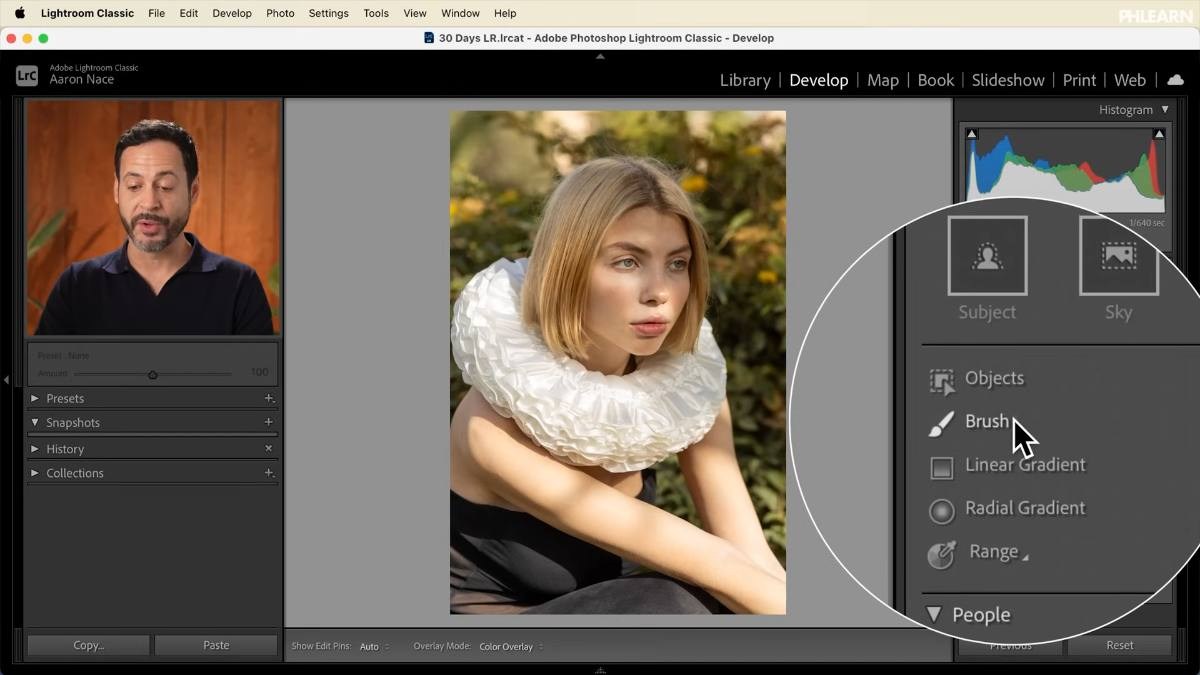 The Masking panel open in Lightroom Classic showing the available mask types