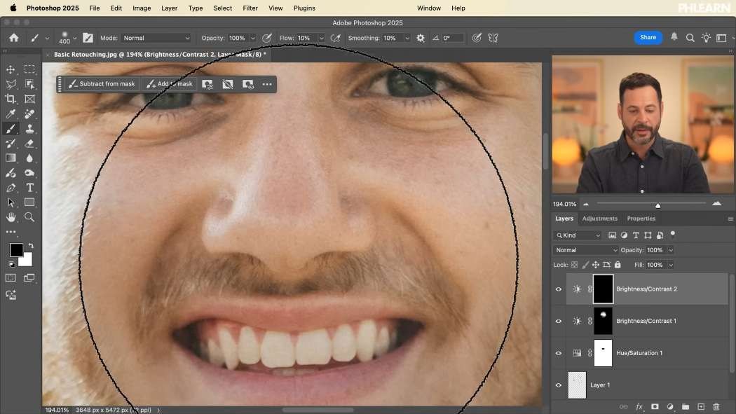Brightening the eyes on a separate layer in Photoshop