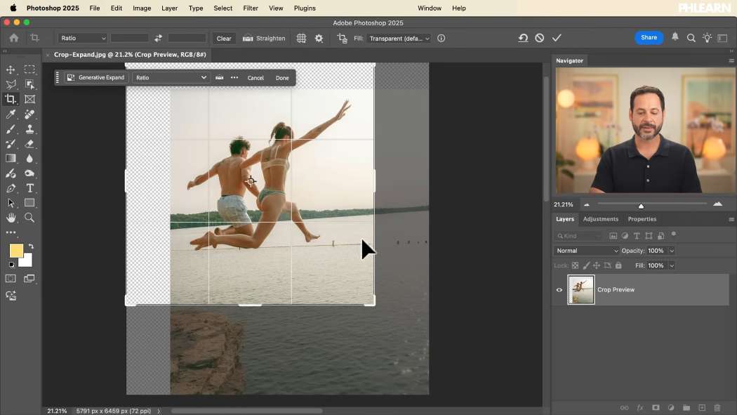 The crop shield dimming the area outside the crop in Photoshop