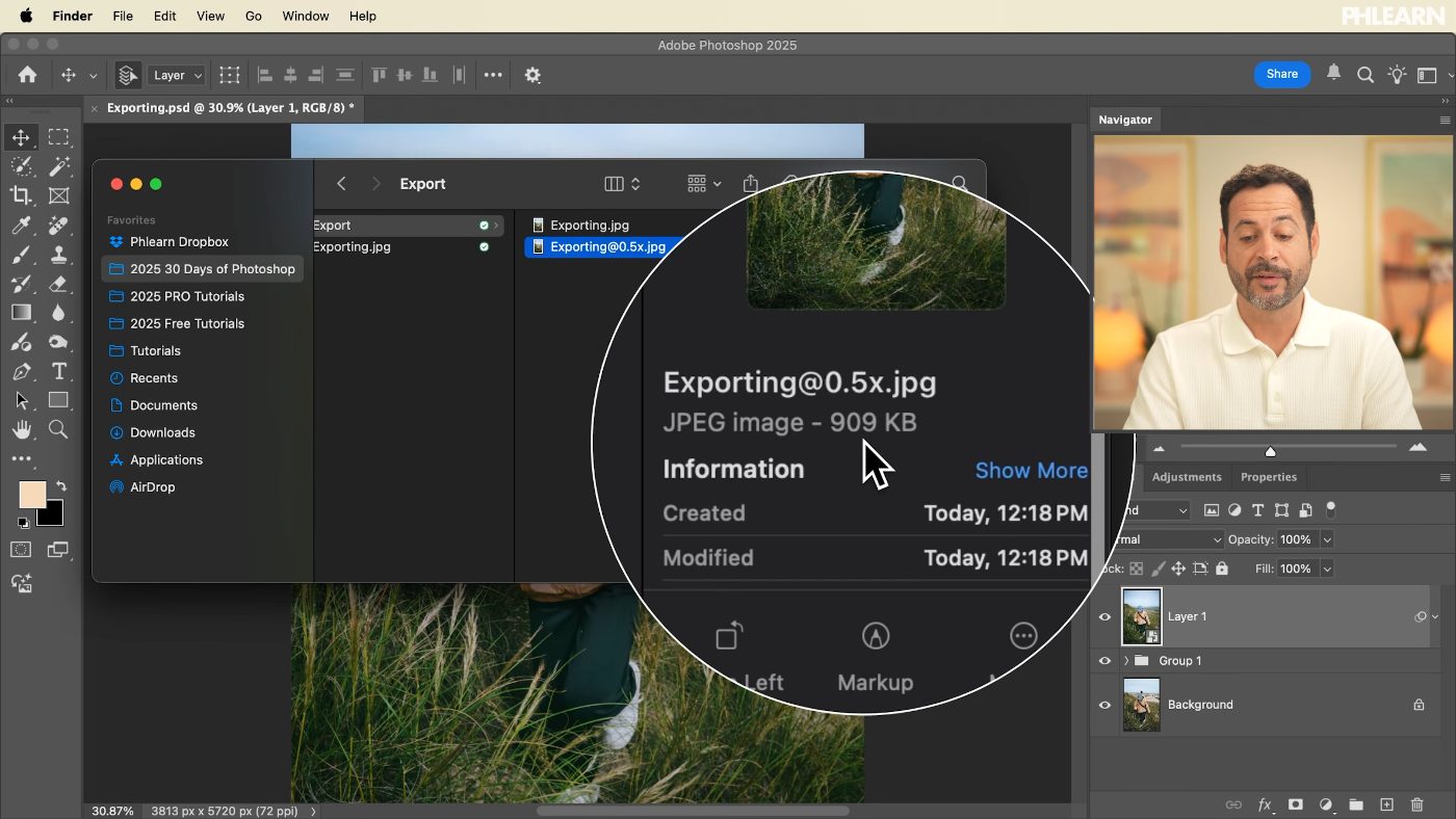 An exported JPEG saved into a dedicated export folder, separate from the layered master