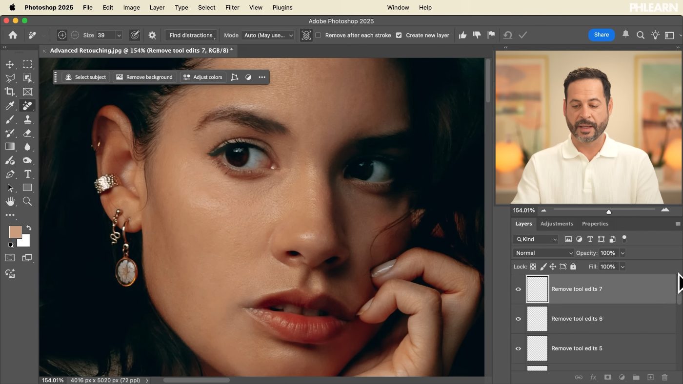 Adding a blank layer between the texture and colour layers so blending stays non-destructive in Photoshop