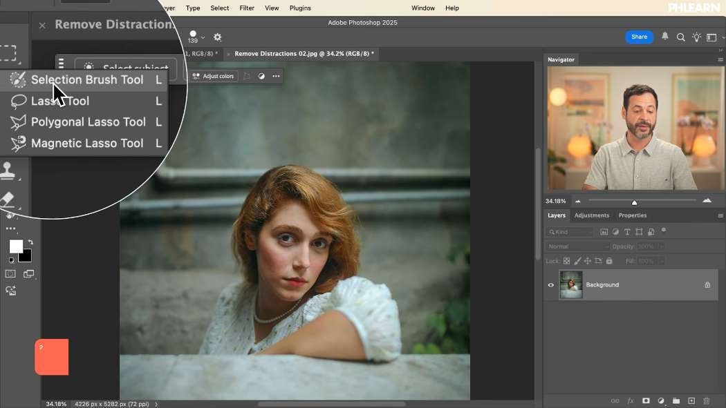 The lasso tool flyout in the Photoshop toolbar