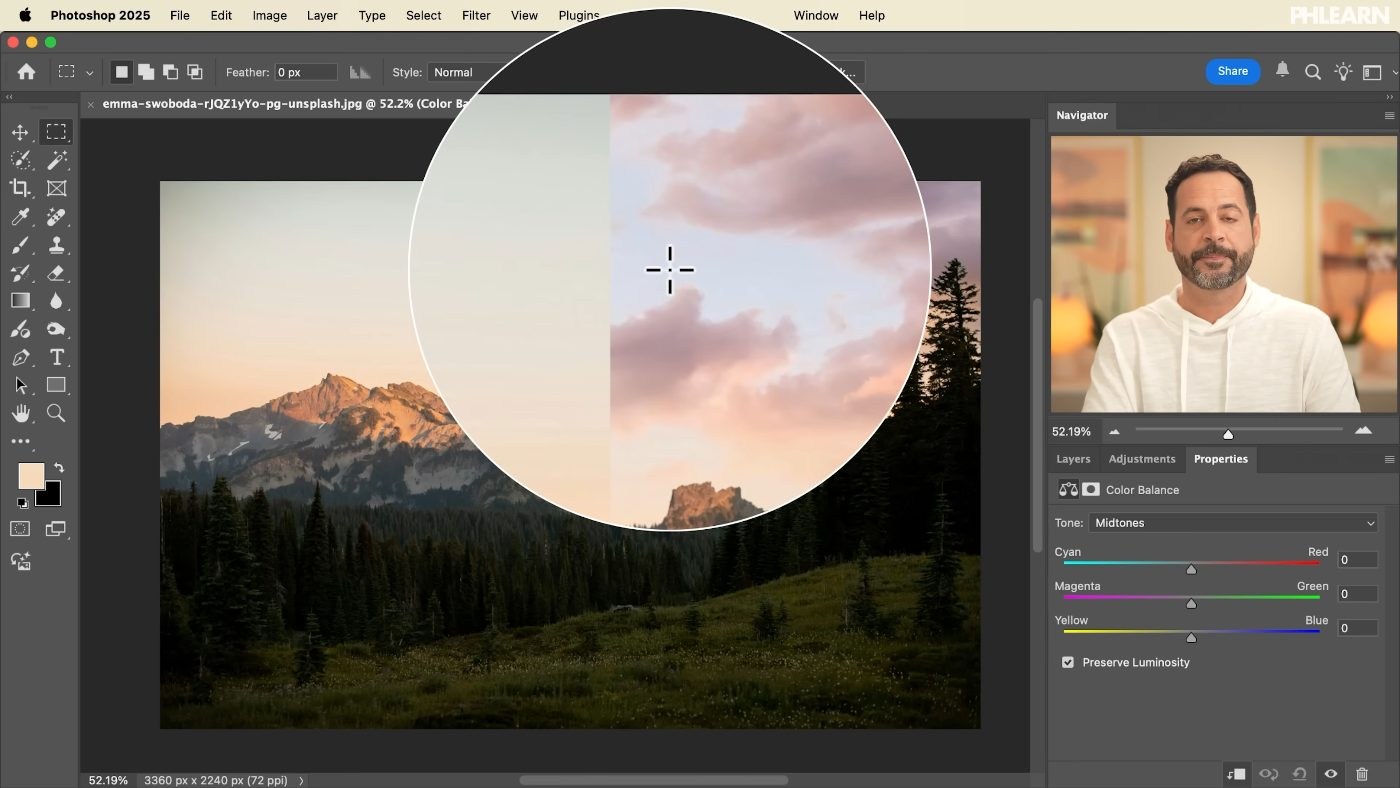 Fading the bottom edge of a sky mask with a gradient in Photoshop
