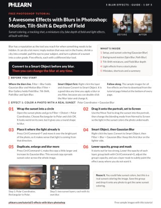 Page 1 of the free 5 Awesome Effects with Blurs in Photoshop PDF guide