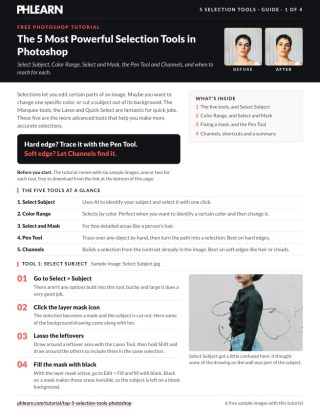 Page 1 of the free 5 Most Powerful Selection Tools PDF guide