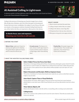 Page 1 of the free AI Assisted Culling in Lightroom PDF guide