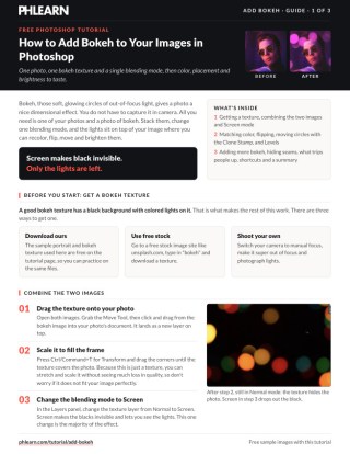 Page 1 of the free Add Bokeh to Your Images in Photoshop PDF guide