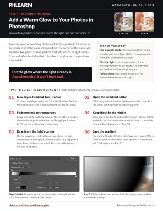 Page 1 of the free Add a Warm Glow to Your Photos PDF guide
