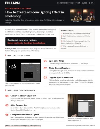 Page 1 of the free Bloom Lighting Effect PDF guide