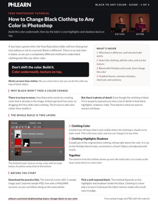 Page 1 of the free Change Black Clothing to Any Color PDF guide