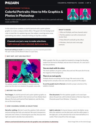 Page 1 of the free Colorful Portraits Mix Graphics and Photos in Photoshop PDF guide
